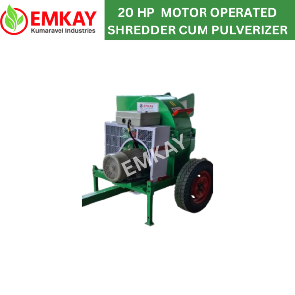 Emkay 20 HP Motor Operated Agricultural Waste Shredder Cum Pulverizer – High-Capacity Farm Waste Processing Machine